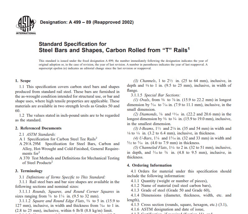 Astm A 499 – 89 (Reapproved 2002) Pdf free download