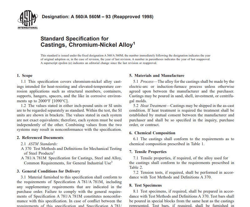 Astm A 560 A 560M – 93 (Reapproved 1998) Pdf free download