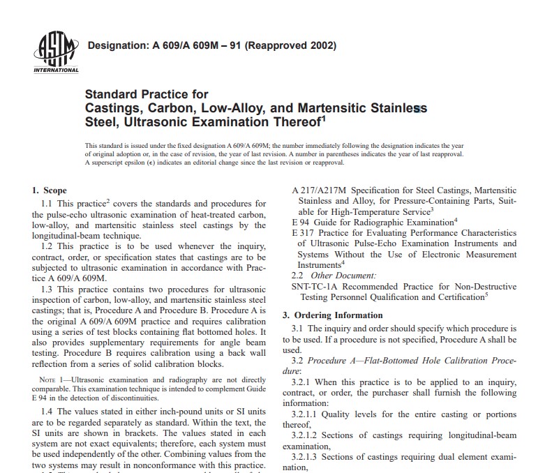 Astm A 609 A 609M – 91 (Reapproved 2002) Pdf free download