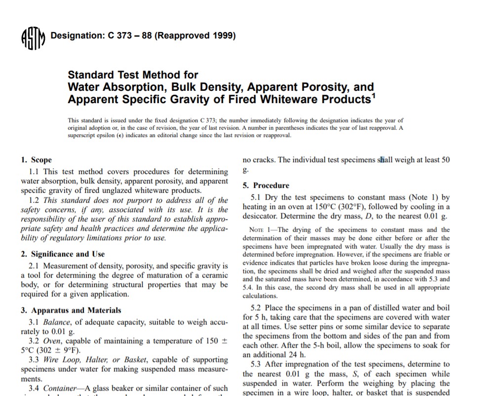 Astm C 373 – 88 (Reapproved 1999) Pdf free download