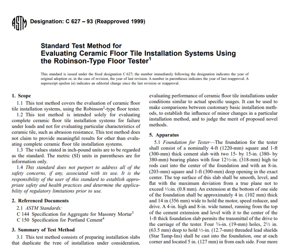 Astm C 627 – 93 (Reapproved 1999) Pdf free download