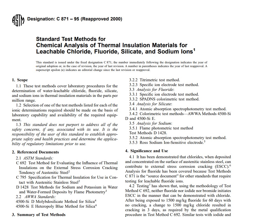 Astm C 871 – 95 (Reapproved 2000) Pdf free download
