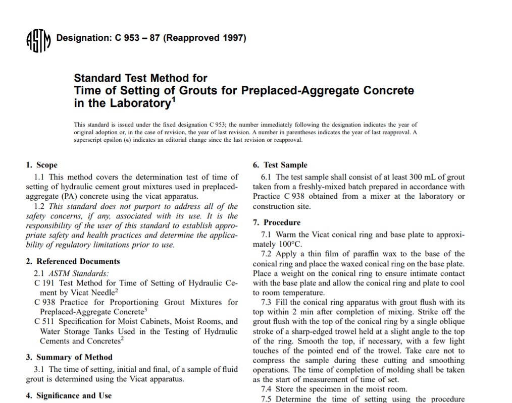 Astm C 953 – 87 (Reapproved 1997) Pdf free download