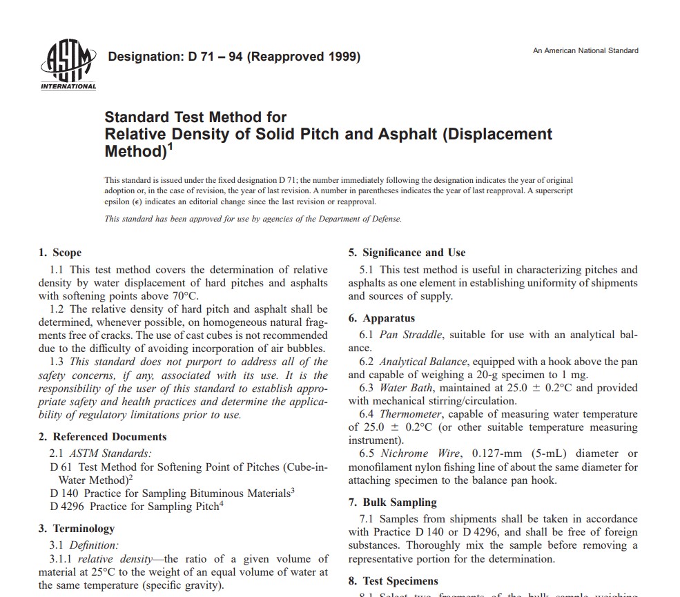 Astm D 71 – 94 (Reapproved 1999) Pdf free download