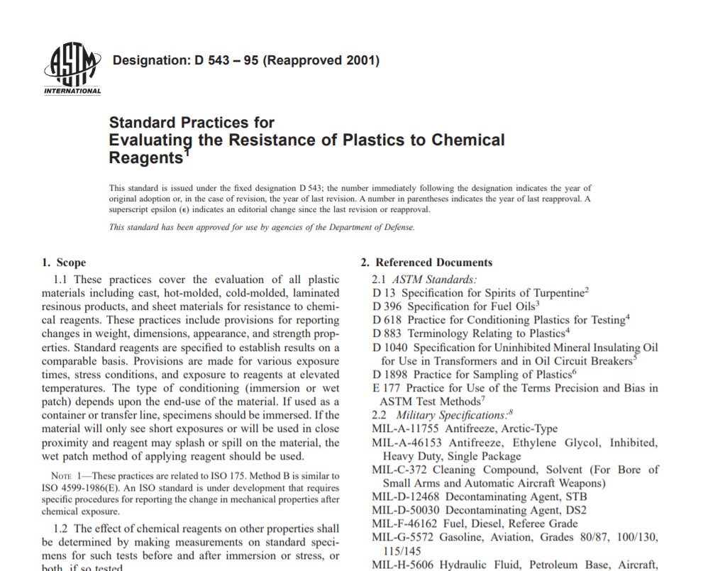 Astm D 543 – 95 (Reapproved 2001) Pdf free download